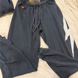 Charcoal Aviator Nation lightning bolt jogger sweatpants